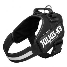 Sparset: JULIUS-K9 IDC®-Powergeschirr - schwarz + JULIUS-K9® Doppel-Führleine gummiert - Größe 1 + 220 cm Leine (bis 50 kg)