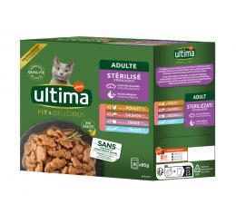 Ultima Sterilized Katze 8 x 85 g - Mix I (Huhn, Truthahn, Lachs, Forelle)